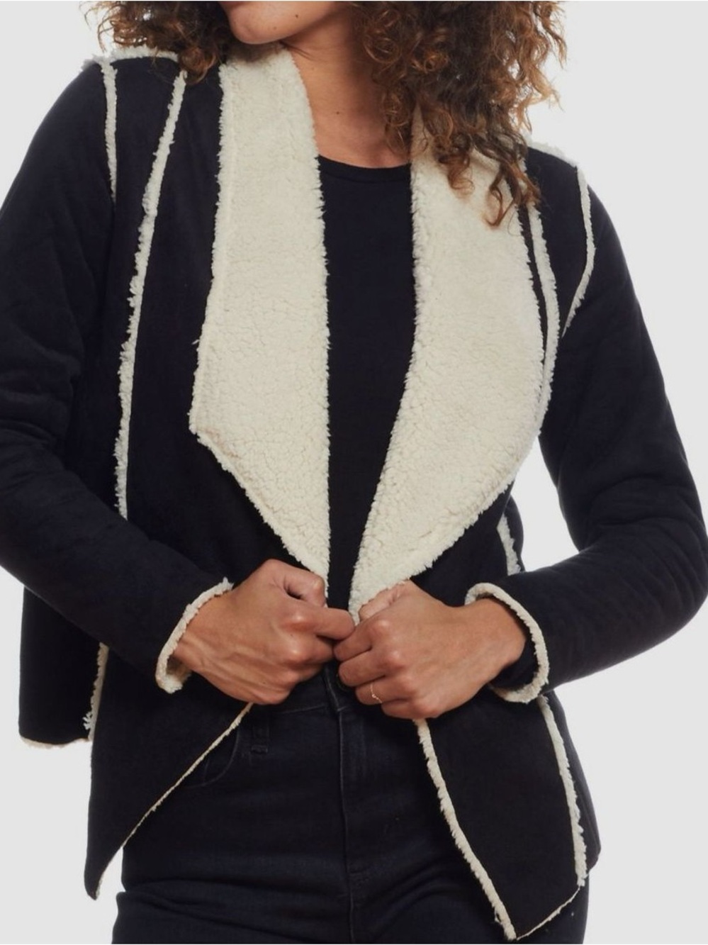 🆕 $165 Weatherproof Vintage Women's Black Faux Leather Flyaway Jacket Coat XS